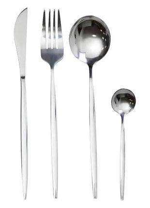 Набір столових приборів 24 предмети набір ложок виделок і ножів на 6 персон сріблястий hp-20-42