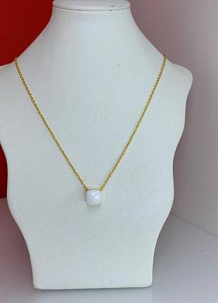 Помелато підвіска позолота з квадратним каменем білого кольору