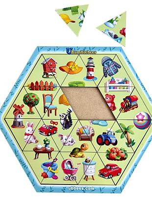 Деревянный пазл-головоломка "ассорти" ubumblebees (псф125) psf125, 24 детали