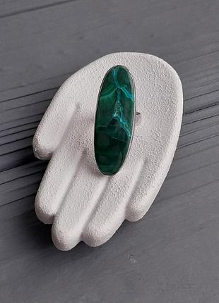 Кольцо овал азурит малахит в серебре размер 16 индия!