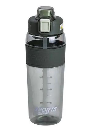 Бутылка для воды спортивная 800 мл с трубочкой и ручкой 24 см зеленая hp-14-41gr