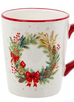 Чашка новогодняя рождественский венок 330 мл 1858-0170 керамика
