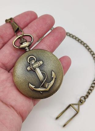 Годинник кишеньковий на ланцюжку кварцовий "якір" (колір-бронза) арт. 06644