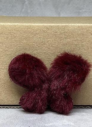 Аплікація з еко-хутра «метелик», 3,8*4,8 см, бордовий, 1 шт, арт 019571, бордовий