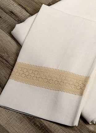 Сніжна білизна з білошкірим льоном з мереживом двоспальним євро