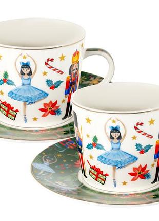 Чайний фарфоровий набір white christmas 4 предмети 250 мл 922-100