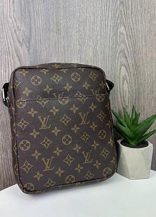 Мужская сумка планшетка стиль луи витон, качественная барсетка на плечо коричневый
