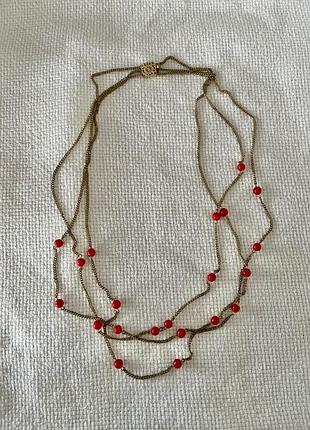 Ожерелье винтажное трёхслойное