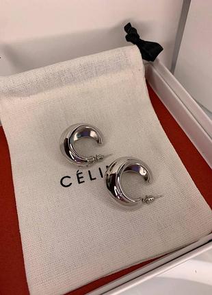 Брендовые серьги селин, посеребрение, люкс качество