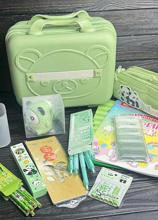 Большой набор канцелярии в чемодане «панда» 55 в 1