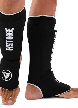 Защита голени и стопы с фиксатором fistrage s-xl черно-белый, m