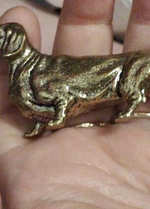 Крупная фигурка статуэтка латунная латунь собака такса