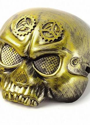 Маска стимпанк получереп пластик