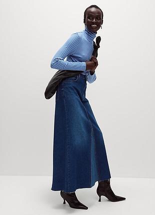 Полосатый топ с воротником-стойкой из хлопка с высоким содержанием хлопка