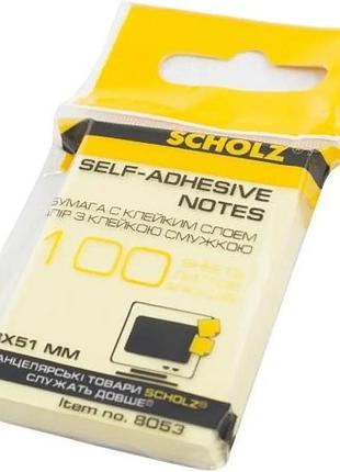 Блок для нотаток з липким шаром 38x51м sholz 100 аркушів ассорті 8053p/02041360