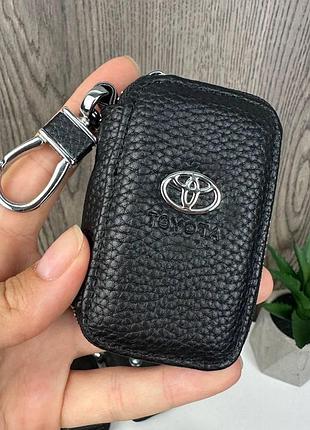 Автомобильный кожаный чехол брелок для ключей от машины, брелок сигнализации натуральная кожа toyota