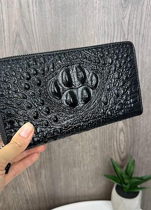 Распродажа! большой мужской клатч рептилия, портмоне кошелек черный