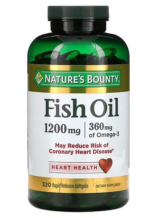 Nature's bounty, риб'ячий жир, 1200 мг, 320 м'яких таблеток швидкого вивільнення