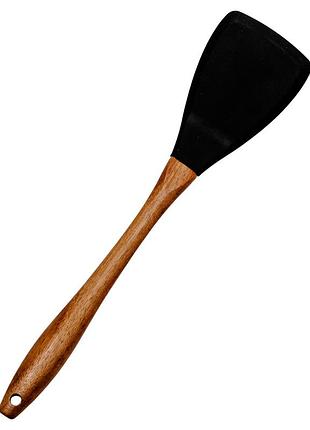 Лопатка силіконова кухонна для сковороди 33 (см) лопатка з силікону для кухні з дерев'яною ручкою hp-8-56