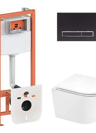 Комплект инсталляции q-tap nest/scorpio кнопка черная безободковый унитаз крышка микролифт qt1433053euqw45167