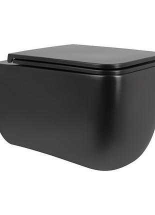 Унитаз подвесной безободковый черный q-tap gemini с сиденьем с микролифтом qt2533076euqmb