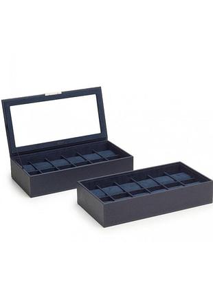 Шкатулка для хранения часов wolf stackable watch tray set 2 x 12 pcs navy