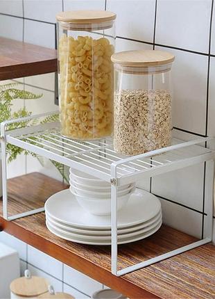 Кухонна додаткова поличка, підставка, стелаж у шафу металева 33 см white