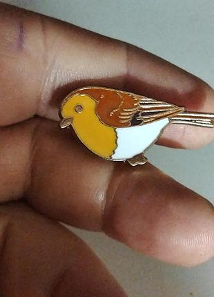 Брошь брошка значок пин жёлтая птица птичка