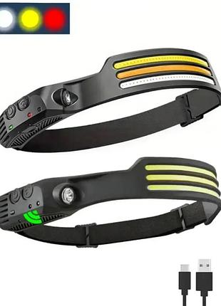 Ліхтар налобний акумуляторний 3 led смуги + 1 xpe