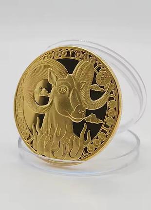 Монета сувенирная знак зодиака овен (цвет - золото) арт. 06808