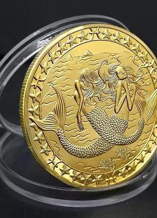 Монета сувенирная знак зодиака рыбы (цвет - золото) арт. 06803