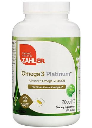 Zahler, omega 3 platinum, улучшенный рыбий жир с омега-3, 1000 мг, 180 гелевых капсул