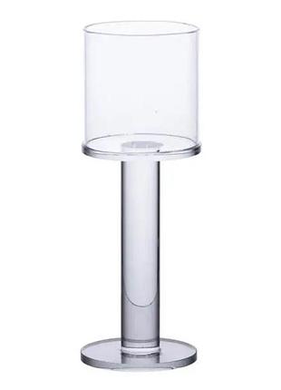Підсвічник скляний на ніжці 6×16 см підсвічник келих декоративний прозорий hp-4-38m
