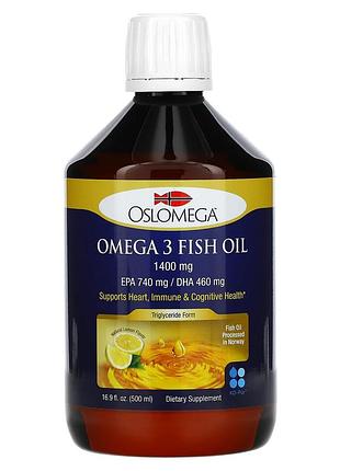 Oslomega, норвезька серія, риб'ячий жир з омега-3, натуральний лимонний смак, 500 мл (16,9 рідк. унції)