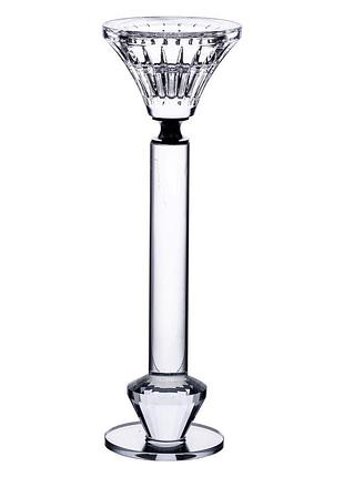 Підсвічник скляний на ніжці 6×21.3 см прозорий декоративний підсвічник на стіл hp-4-12l