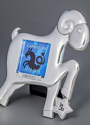 Фоторамка настольная металлическая со стразами знак зодиак козерог 12х12 см 1316n