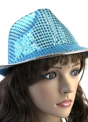 Шляпа диско твист (голубая)