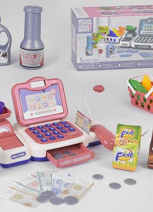 Іграшковий касовий апарат з продуктами світло, звук, калькулятор, мікрофон, на батарейках