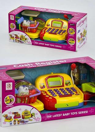 Детская игра в магазин кассовый аппарат с микрофоном, продукты, сканер, звук, свет