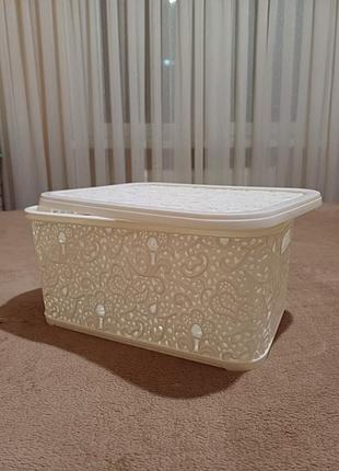 Ящик новый пластиковый с крышкой корзина органайзер