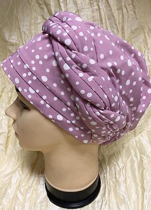 Летний тюрбан-бандана-шапка-косынка-чалма тёплый розовый