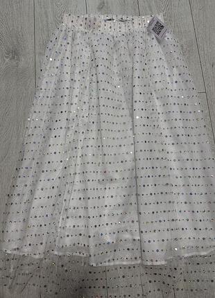 Біла фатинова спідниця з блискітками