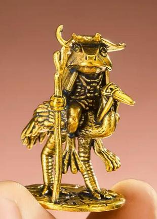 Фигурка статуэтка латунная латунь жаба жабка лягушка на птице страус