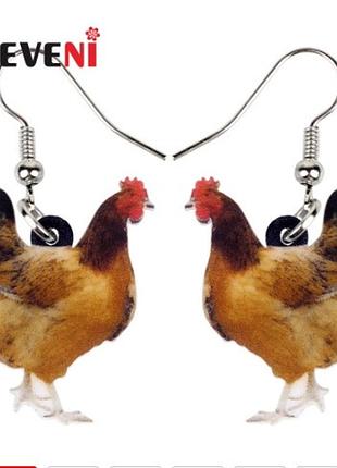 Дитячі сережки "курочки" - розмір сережки 2,5*2см, пластик