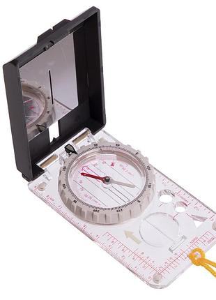 Компас жидкостный планшетный в закрытом корпусе с зеркалом sport trade dc-45-6b прозрачный-черный
