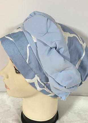 Летний тюрбан-бандана-шапка-косынка-чалма голубая