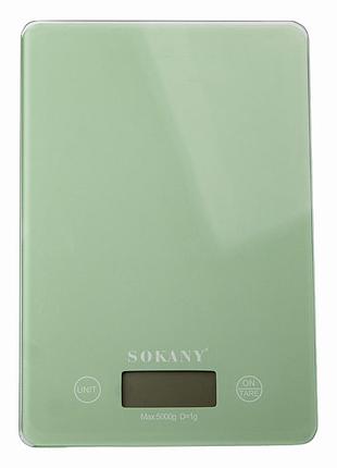 Весы для кухни sokany до 5 кг электронные на батарейках зеленый lugi sk-19027gr