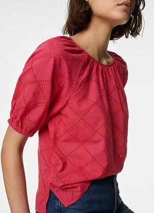 Бавовняна блуза з прошвою