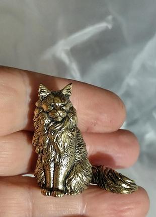 Фигурка статуэтка сувенир кошка кот котенок мейкун латунная латунь