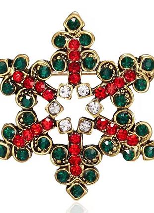 Брошь новогодняя снежинка